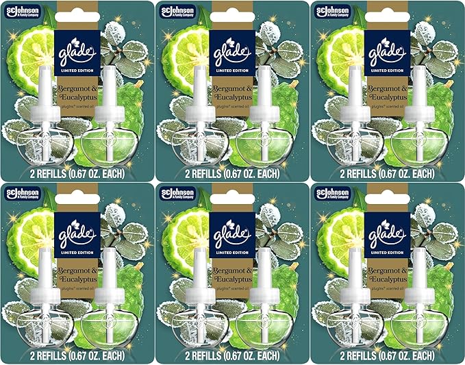 Glade PlugIns Scented 2-Count Oil Refills 6 Pack Bergamot &amp Eucalyptus 0.67 oz