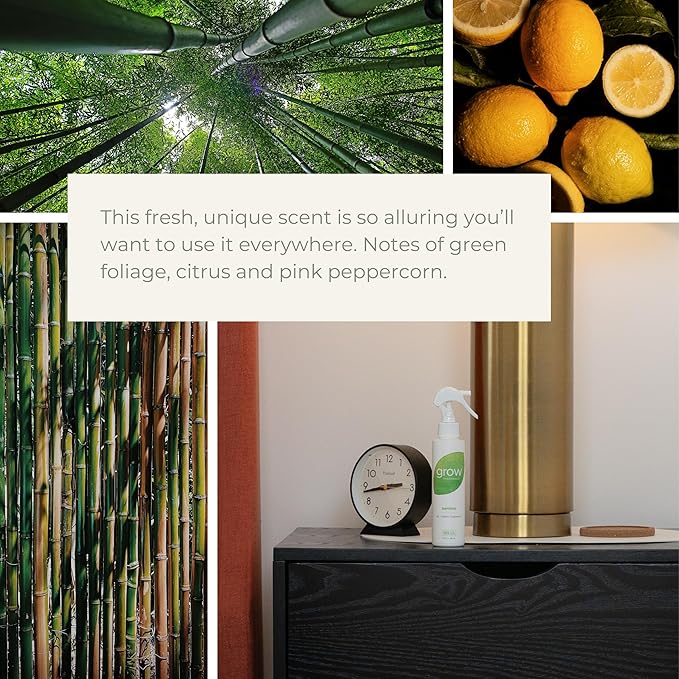 Grow Fragrance Scented Fabric and Room Air Freshener Spray - Certified Non-Toxic 100% Plant-Based Essential Oils - 5 oz (Bamboo 2-Pack)