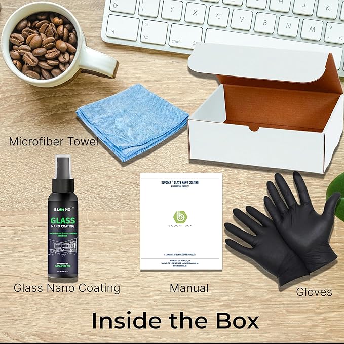 𝐁𝐋𝐎𝐎𝐌𝐗™ Glass Coating for Windshield Windows Bathroom Doors Mirrors Building Glasses &amp Screens | Anti Stain | Water Repellent | Glass Polish | Windshield Polish | Lasting Shine.