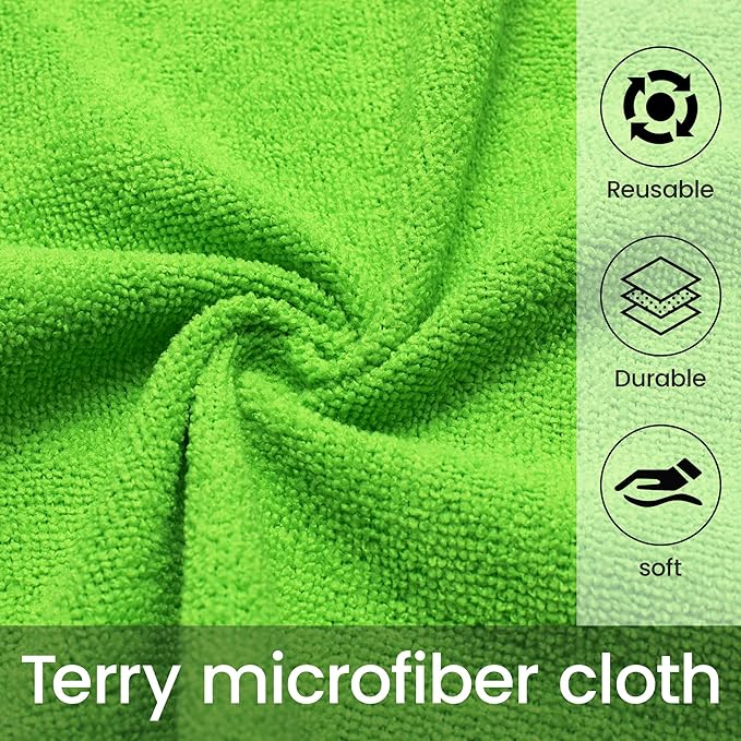 Greenfound Microfiber Cleaning Cloth Roll -80 Pack 11.5x11.5 Tear Away Towels Reusable and Washable Rags Green