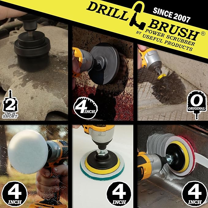Household Cleaning Power Scrubber for Cordless Drill- Electric Spin Scrubber Set - Grill Brush and Pad Scrubbing Set - Rust Remover - Griddle Cleaning Kit - Backyard Accessories Cleaner - Industrial