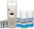Big D 878 Metered Aerosol Starter Kit Clean Breeze Fragrance (Contains Dispenser 2 Batteries 3 Aerosol Cans) - Air freshener ideal for restrooms offices schools restaurants hotels stores