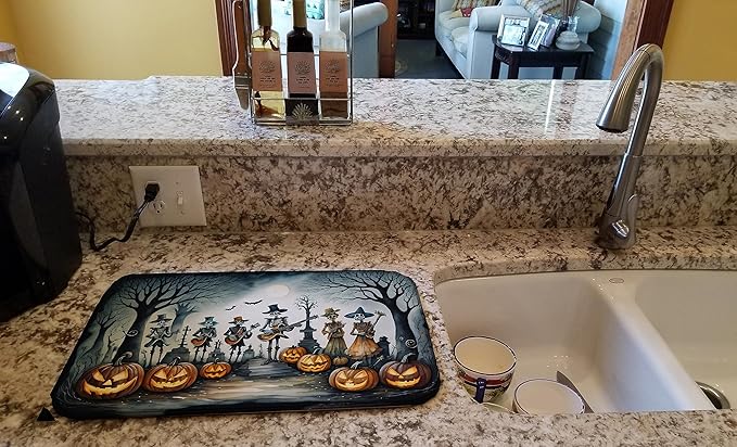 Caroline's Treasures DAC2260DDM Mariachi Skeleton Band Spooky Halloween Dish Drying Mat Absorbent Dish Drying Mat Pad for Kitchen Counter Dish Drainer Mat for Countertop 14 x 21 Multicolor