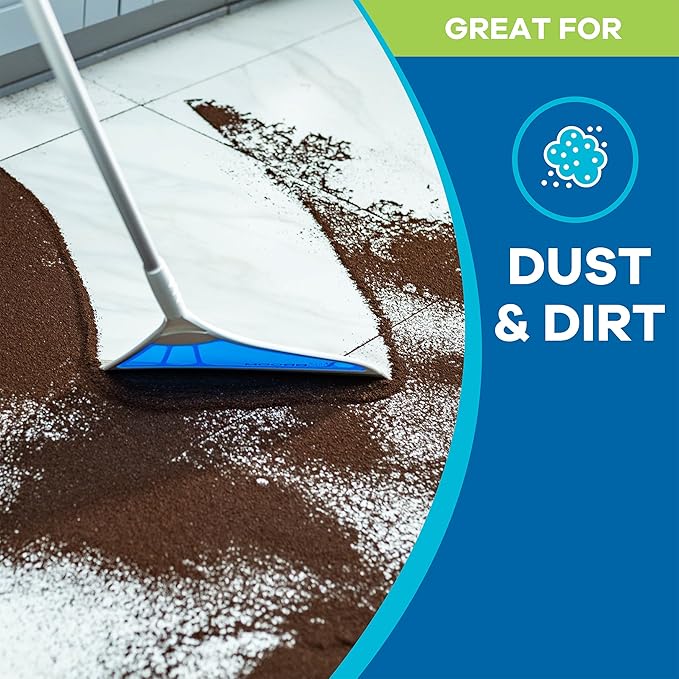 Helio AirBroom 3 Piece Kit All Surface Sweeper and Squeegee for Wet and Dry Cleaning Dust Dirt Liquids Pet Hair Tile Hardwood Floors Carpet Furniture Windows Shower Doors As Seen on TV