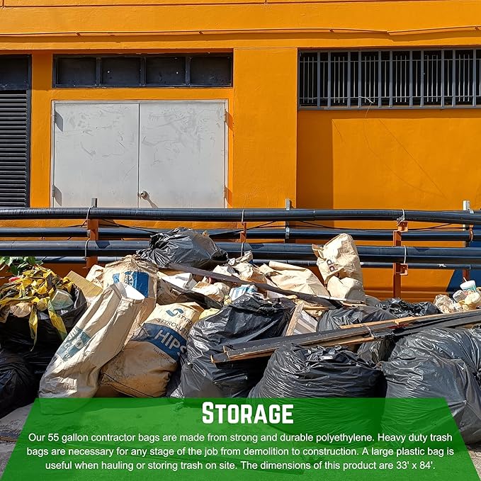 Farm Plastic Supply - 55 Gallon Trash Bags 6 Mil - Contractor Trash Bags Black Trash bags Heavy Duty Garbage Bags 55 Gallon Heavy Duty (50 Pack)