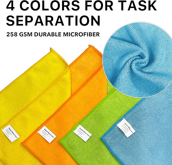 Simple Houseware Microfiber Cleaning Cloth 50 Pack 12 x 12 4 Colors