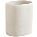 Trash Can 1.6 Gallon Small Bathroom Trash Can Simple Oval Stone Look Garbage Bin Decorative Waste Basket for Kitchen Office Home Decor Bedroom Living Room (Beige)