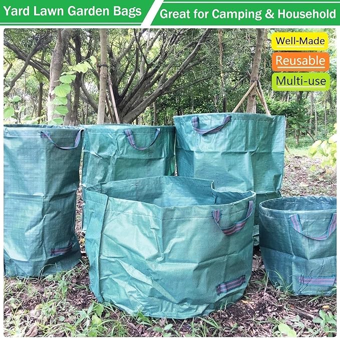 Professional 3-Pack 72 Gallon Big Lawn Garden Bags (D26H30 in) Reusable Yard Waste Bags with Gardening Gloves for PruningLeaf BagYard DebrisLawn WeedsGrass ClippingsHedge Trimmings Bag 4 Handles