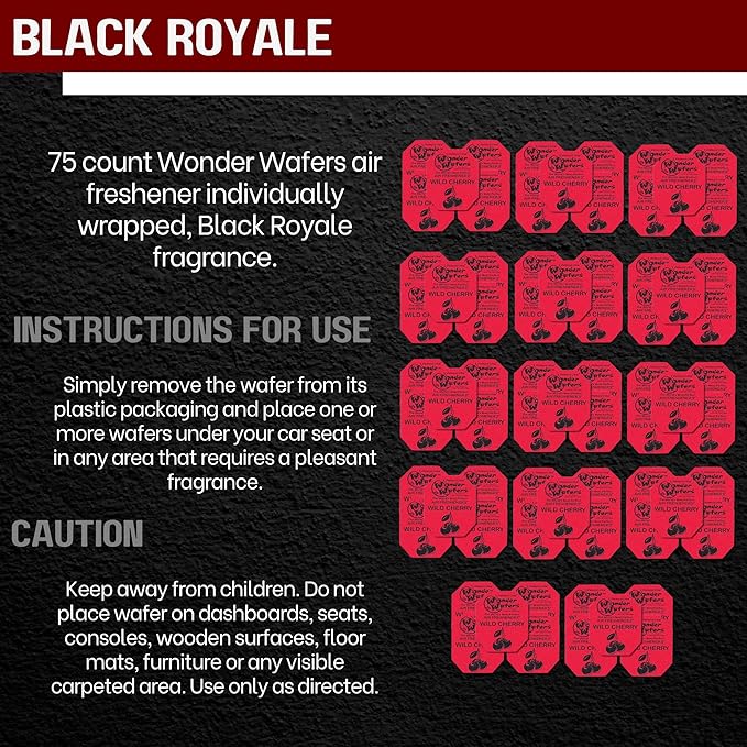 Wonder Wafers 75 count Air Fresheners Individually Wrapped Black Royale Fragrance