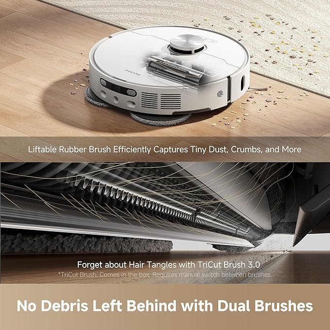 DREAME L40s Ultra AE Robot Vacuum and Mop Combo 19000Pa Suction Self Emptying Dust Box Flexible Mop &amp 167℉ Self Cleaning Washboard Diverse Brush Selection All-in-One Station Auto Refill