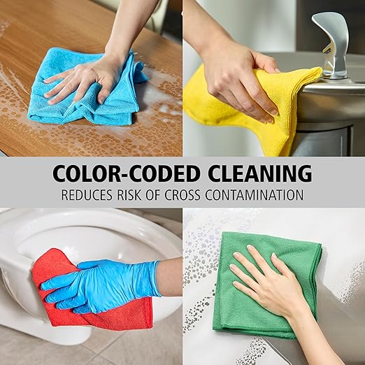 Rubbermaid Commercial Products HYGEN r-40 Recycled Microfiber Cloths 12 X 12 Blue 24-Pack Durable Lint-Free Wet-Dry Cleaning for Home Applianes Cars Custodial Spaces Housekeeping Glass