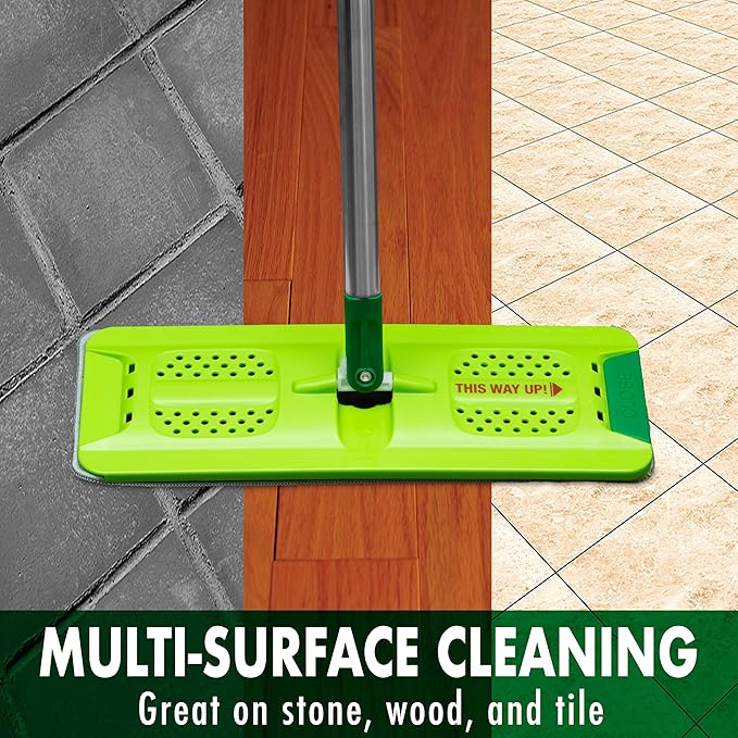 Libman Rinse 'n Wring Mop and Bucket System | Microfiber Floor Mop | Hardwood Floor Cleaner | Wet &amp Dry Mop | Clean &amp Dirty Water Chambers | Power Blades | 5 Total Microfiber Pads