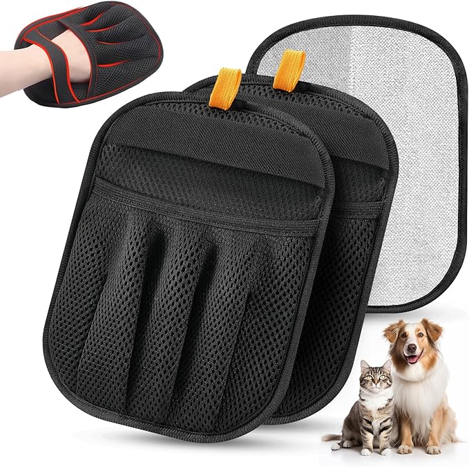 2Pcs Pet Hair Removal Glove for Cats &amp Dogs 2025 Newly Upgraded Five-Finger Electrostatic Pet Hair Gloves Reusable Pet Hair Remover Tool for Laundry Couch Carpet Car Seat