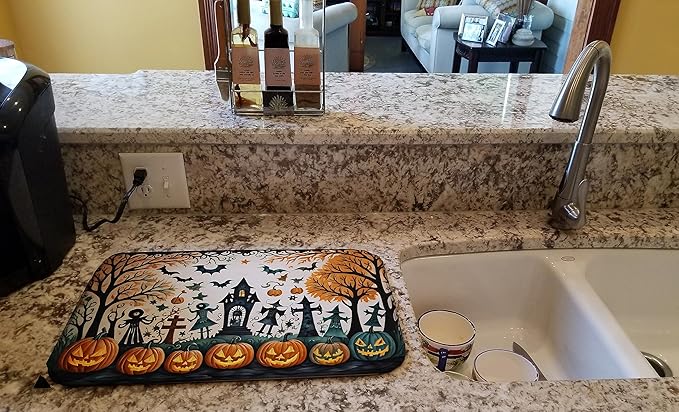 Caroline's Treasures DAC2265DDM Papel Picado Skeletons Spooky Halloween Dish Drying Mat Absorbent Dish Drying Mat Pad for Kitchen Counter Dish Drainer Mat for Countertop 14 x 21 Multicolor