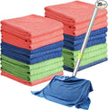 Nuanchu 20 Pieces Extra Large Microfiber Cleaning Cloth Rags Towels Bulk 20 x 28 Inch Washable Microfiber Reusable Car Drying Towel for Home Cleaning Car Wash Pet Drying Red Green Blue