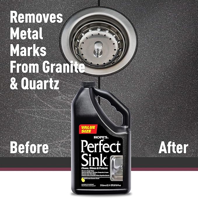 HOPE'S Perfect Sink Cleaner and Polish Restorative Water-Repellant Removes Stains Ideal for Brushed Stainless Steel Cast Iron Porcelain Corian Composite Acrylic Value Size