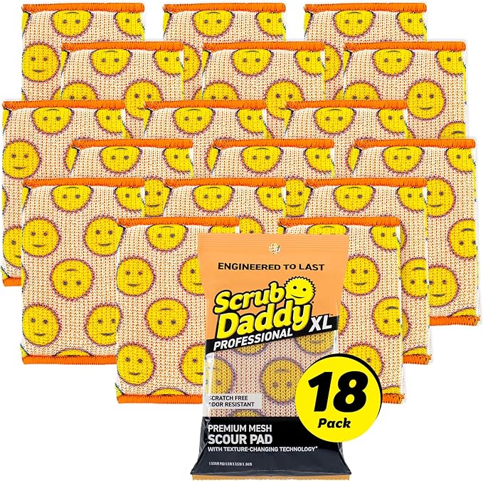 Scrub Daddy Scour Daddy XL - Large Heavy Duty Sponge &amp Non Scratch Scouring Pad - 18 Pack of Bulk Sponges &amp Commercial Cleaning Supplies - Durable &amp Odor Resistant (18 Count)