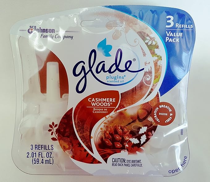 9 Refills Glade PlugIns Scented Oil CASHMERE WOODS 3 X 3 packs