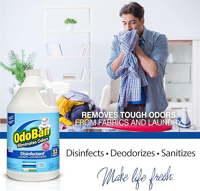 OdoBan Ready-to-Use Disinfectant and Odor Eliminator Made in the USA Fresh Linen Scent Set of 2 32 oz Spray and 1 Gallon Concentrate