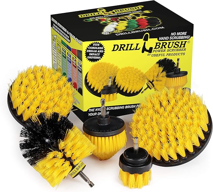 Drill Brush Power Scrubber Attachment Set for Bathroom Toilet Tile Floor Shower Bath Tub - Rotary Shower Cleaner Brush for Cordless Drill – Spin Cleaning Bathroom Accessories Set by Drillbrush