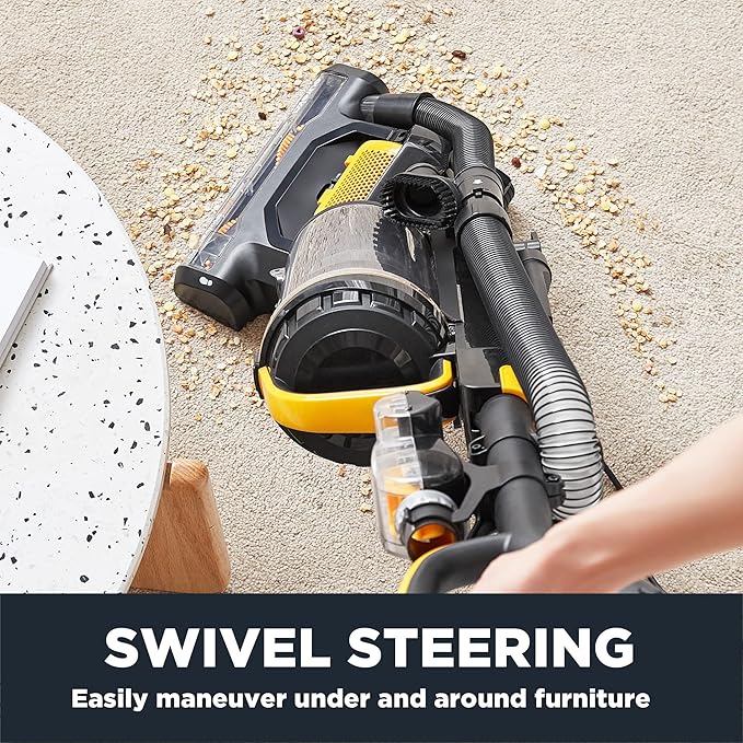 Eureka Powerful Upright Vacuum Cleaner for Home Pet Hair Lightweight Household Upright Vacuum for Carpet and Hard Floor MaxSwivel Pro NEU350 with Pet Tool Yellow