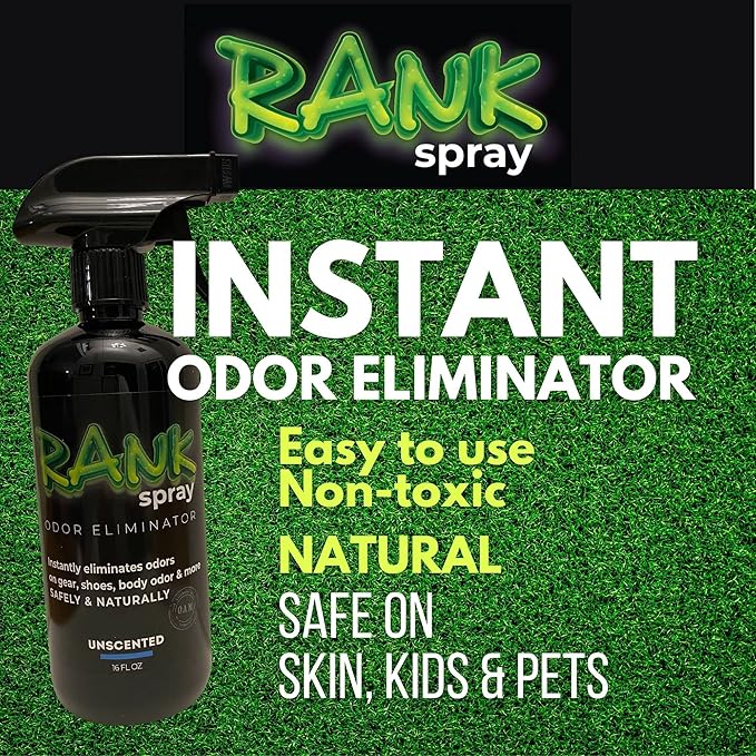 Sports Odor Eliminator: Banish Body &amp Sweat Odor From Sports Gear Yoga Mats Gym Bag Shoes Helmets Cleats etc! Safe Boxing Glove Spray &amp Hat Deodorizer - 2 16 oz Bottles Mix Pack