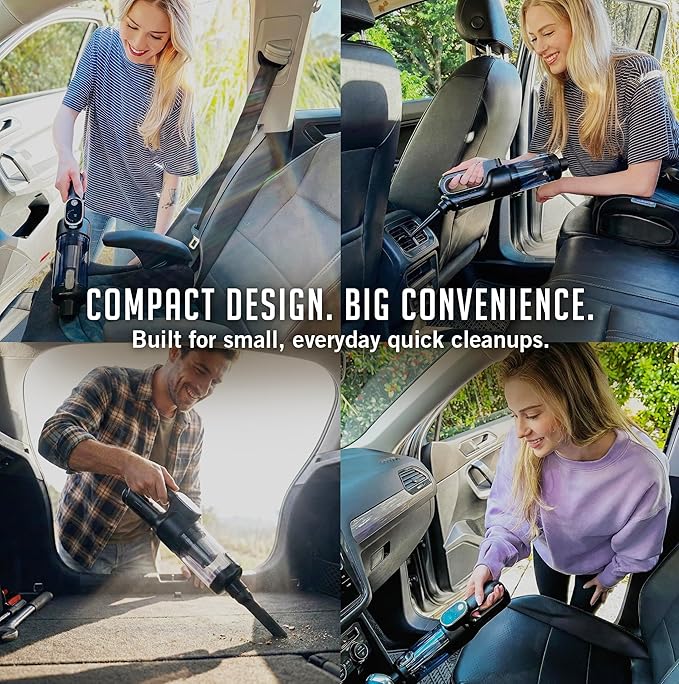 Car Vacuum Portable Cordless 4-in-1 Mini Car Vacuum with 19500pa Suction &amp Air Duster USB-C Charging Smart Digital Display Handheld Vacuum with LED Light Multi Nozzles for Car Home Office