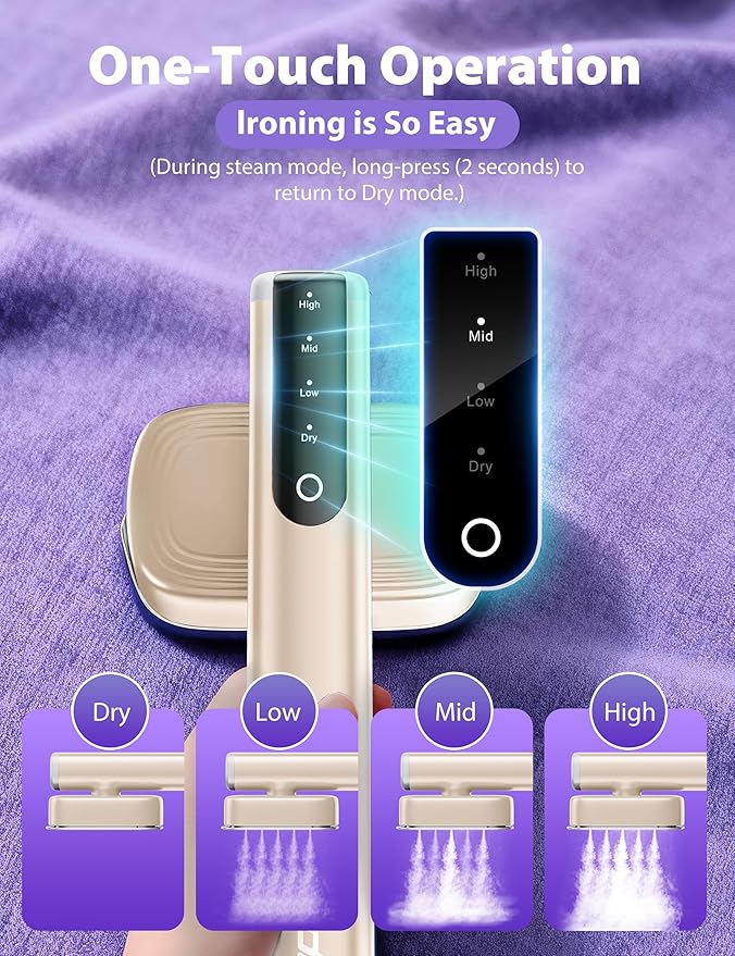 Steamer for Clothes Portable Handheld Garment Steamer15s Fast Heat-up180ml TankSteamer Ironing Gloves35 Minutes of Continuous Ironing for Travel and Home(Champagne Gold)