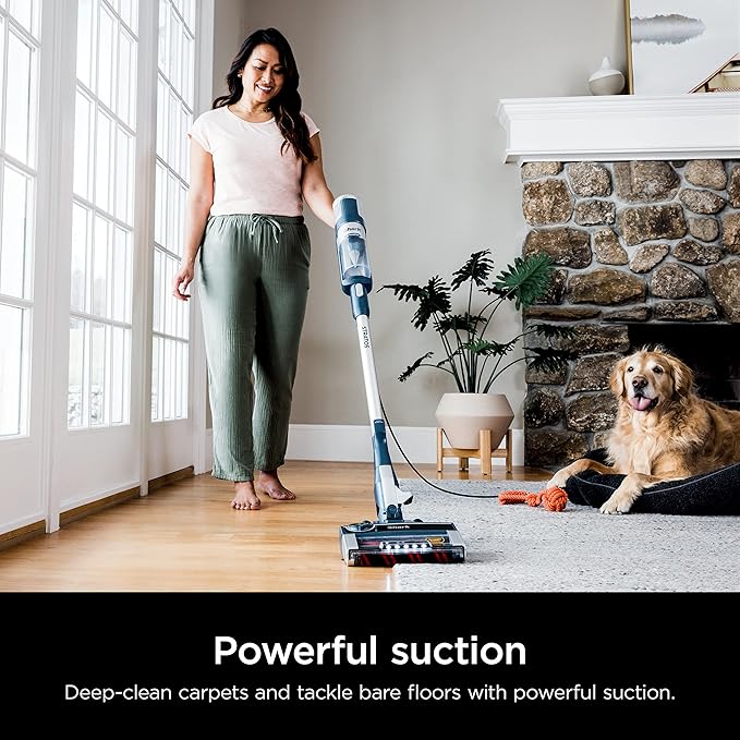 Shark HZ3002 Stratos Ultralight Corded Stick Vacuum with DuoClean PowerFins HairPro Self-Cleaning Brushroll &amp Odor Neutralizer Technology Navy
