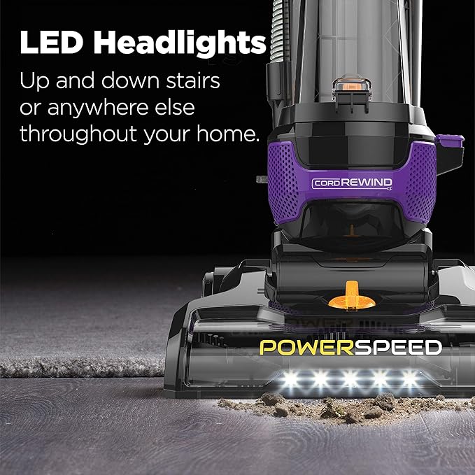 Eureka Powerful Lightweight Upright Vacuum Carpet and Floor PowerSpeed NEU202 with Automatic Cord Rewind Purple