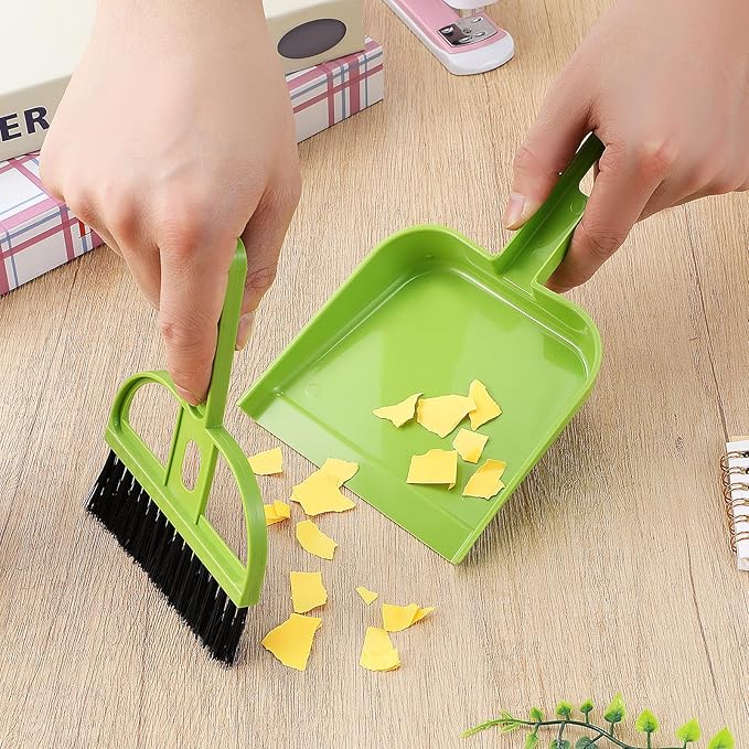 Healifty 24 Sets Mini Broom and Dustpan Set: Portable Desktop Cleaning Tools for Desk Keyboard Pet Hair - Small Hand Broom with Dust Shovel for Home Office