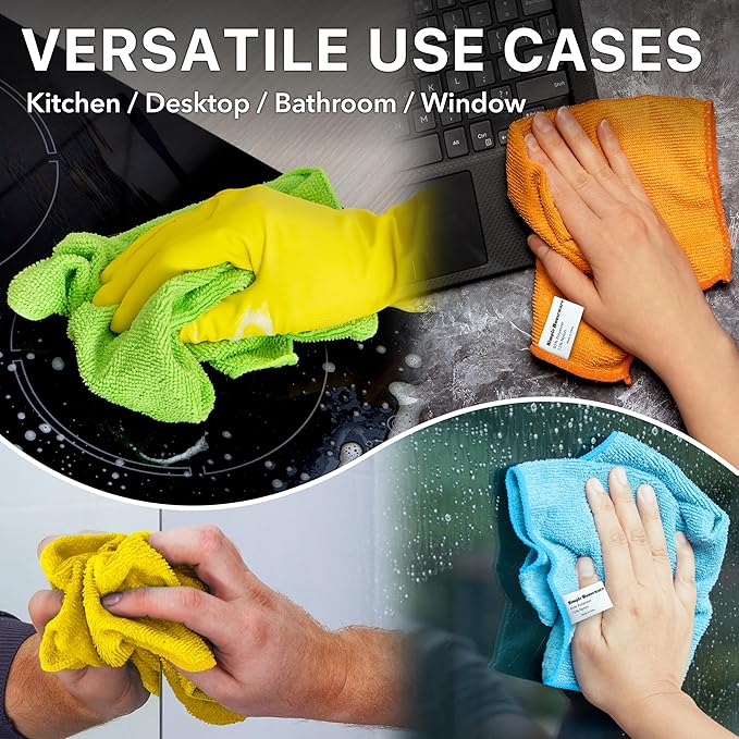 Simple Houseware Microfiber Cleaning Cloth 50 Pack 12 x 16 4 Colors