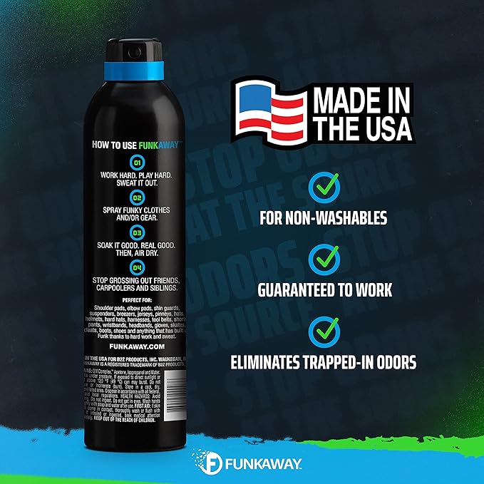 FunkAway Big Jobs Aerosol Spray 13.5 oz. 6 Pack Extreme Odor Eliminator Spray Ideal for Shoe Smells Pet Odors and Large Stuff that Won't Fit in the Wash Attacks Musty Odors at the Source