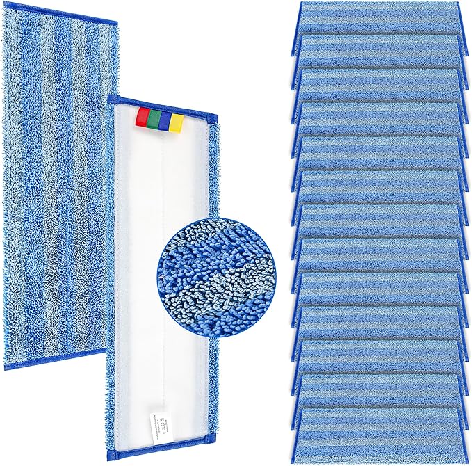 15 Pack Replacement Microfiber Mop Pad – Universal 17-18 Heavy Duty Reusable Refill – Thick Commercial Cleaning Pad for Wet &amp Dry Use - 18in Flat Mop Head (Trapezoid)
