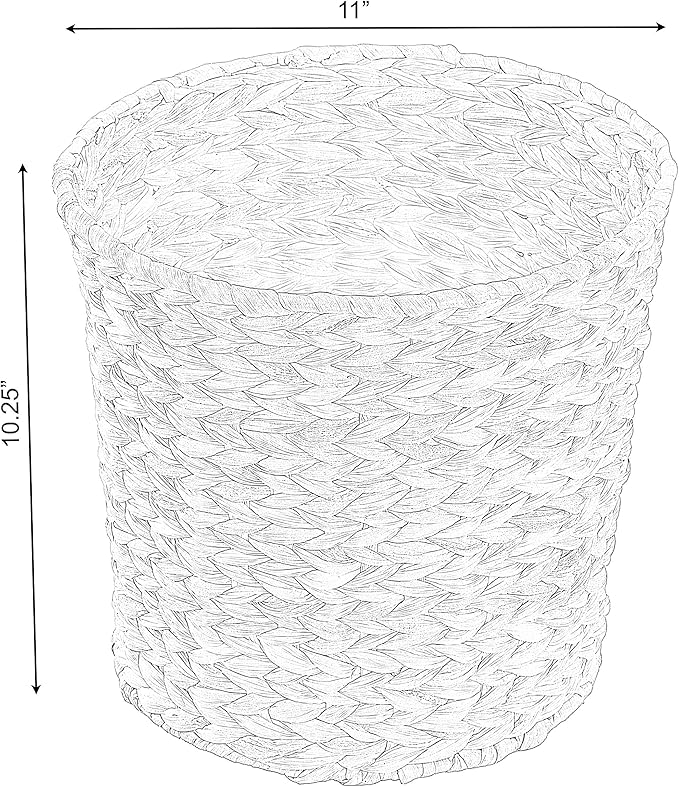 Vintiquewise Natural Water Hyacinth Round Waste Basket - for Bathrooms Bedrooms or Offices