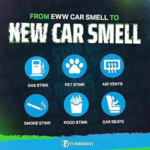 FunkAway Full-Release Car Deodorizer Spray (2 oz - 4 Pack) Lasts Up to 30 Days Car Air Freshener and Odor Eliminator for SUVs Trucks and RVs Automotive Aerosol that Attacks Funk at the Source