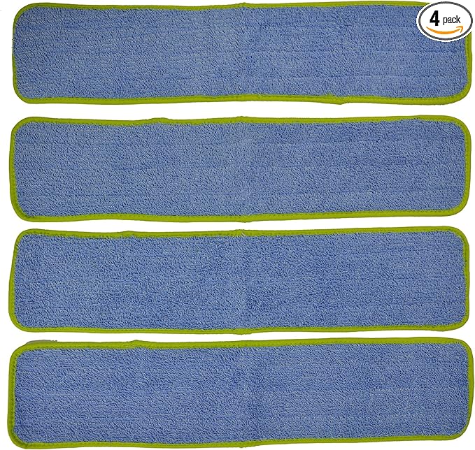 CleanAide Super Absorbent Microfiber Wet Mop Pad Refills with Hook &amp Loop Backing for Home &amp Commercial Use Washable &amp Reusable Pull Tab for Easy Removal Traps Dirt &amp Pet Hair 24