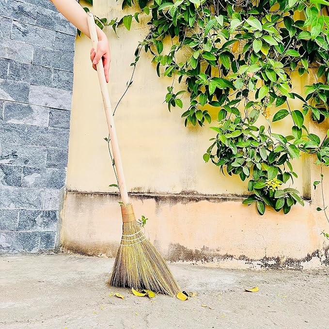 TTS Handmade Whisk Sweeping Broom - Vietnamese Straw Soft Broom for Indoor or Outdoor Sweeping - 9.45 Width 39.37 Length