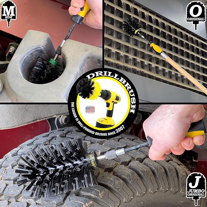 Grill Brush Drill Attachment Cleaning Kit - Replace Stainless Steel Wire Scrubber with Our Safer Nylon Bristle Brushes - Grill Accessories Grill Hand Brush for Griddle Cleaning - Rust Removal