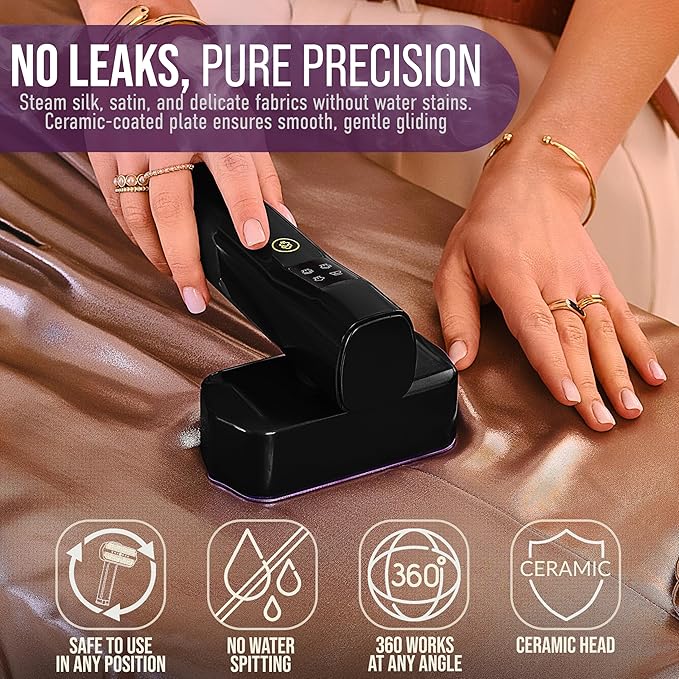 Travel Garment Steamer &amp Mini Steam Iron – 1200W Handheld Clothes Steamer 4 Modes 20s Fast Heating Wrinkle Remover for Home &amp Travel Portable Fabric Steamer for Clothing &amp Bedding – Bla