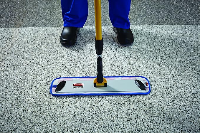 Rubbermaid Commercial Products Microfiber Damp Mop Pad 24-Inch Blue Removes Bacteria for Heavy-Duty Cleaning on Hardwood/Tile/Laminated Floors in Kitchen/Lobby/Office (Pack of 5)