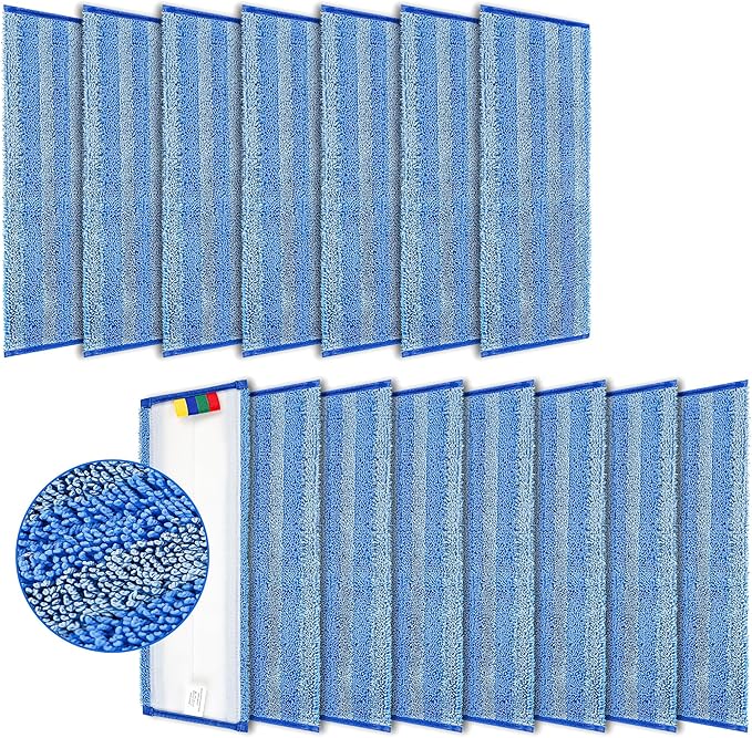 15 Pack Replacement Microfiber Mop Pad – Universal 17-18 Heavy Duty Reusable Refill – Thick Commercial Cleaning Pad for Wet &amp Dry Use - 18in Flat Mop Head (Trapezoid)