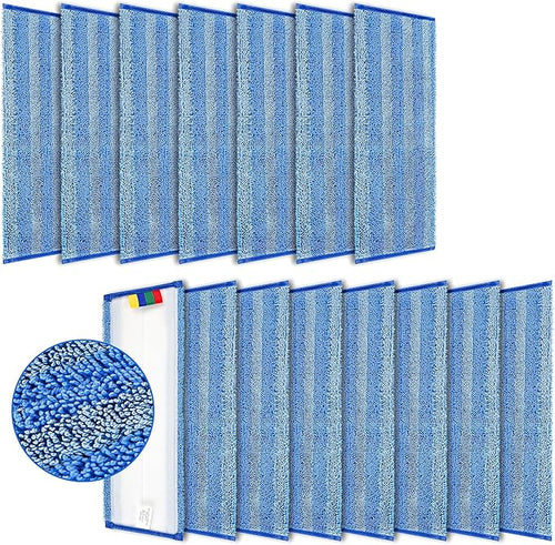 15 Pack Replacement Microfiber Mop Pad – Universal 17-18 Heavy Duty Reusable Refill – Thick Commercial Cleaning Pad for Wet &amp Dry Use - 18in Flat Mop Head (Trapezoid)