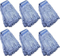 Mop Head Replacement Commercial Heavy Duty String Blue Wet Mop Heads for 3 Typs Commercial Mop Handle(6MediumWeight 16oz)