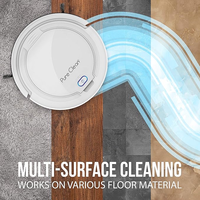 Smart Automatic Robotic Vacuum Cleaner - Slim Rechargeable Electric Automatic Robot Vacuum Cleaner w/ Self Programmed Navigation Anti-fall Sensors - (Carpet Hardwood Linoleum Tile) White