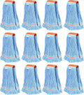 Nine Forty 12-Pack Industrial and Commercial-Grade Looped End Wet Mop Head Refill - Heavy Duty 20 Inch 4-Ply Premium Synthetic Yarn - for Optimal Absorption and Durability - Blue (12 Pack Large)