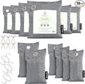 12 Pack Bamboo Charcoal Air Purifying Bag Activated charcoal Bags Odor Absorber Odor Eliminator for Home Car Office Closet &amp House Deodorizer (6X200g2X100g4X50g6 Hooks &amp Strings)