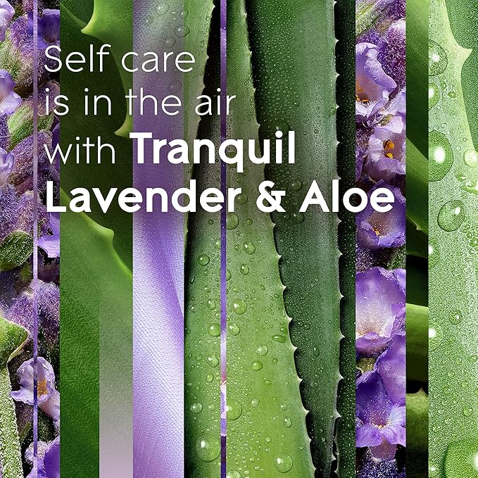 Glade PlugIns Refills Air Freshener Starter Kit Scented and Essential Oils for Home and Bathroom Tranquil Lavender &amp Aloe 4.02 Fl Oz 2 Warmers + 6 Refills
