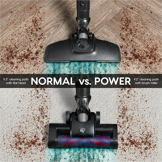 IRIS USA Cordless Stick Vacuum for Low-Profile Rugs and Hard Floors 4-in-1 Attachments 9000Pa Suction LED Indicator 55K RPM 35 Min Runtime Battery Pet Hair Cleaner