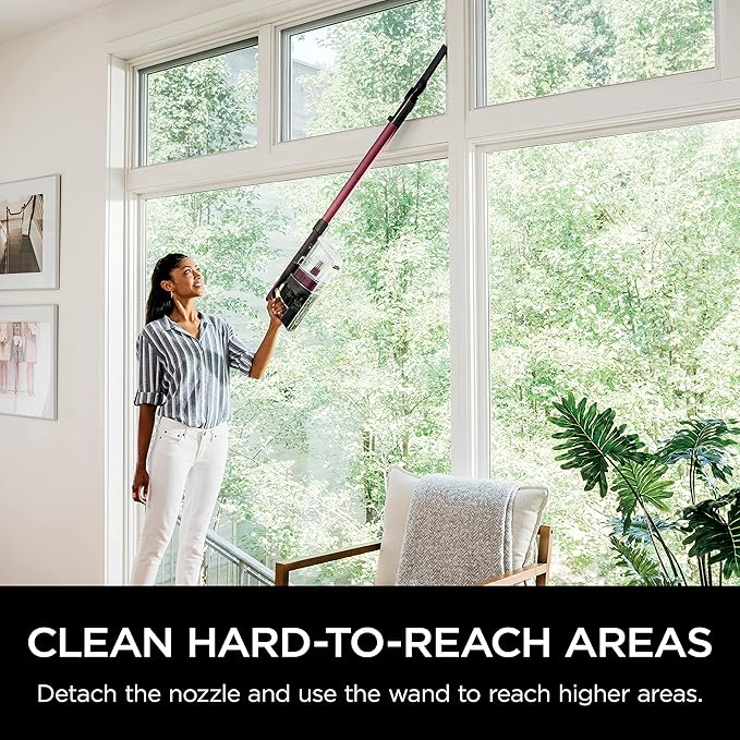 Shark Cordless Vacuum Cleaner HEPA Filter Lightweight Portable Rechargeable Pet Hair Pickup Removable Handheld Crevice Upholstery &amp Dusting Brush Included 40-min runtime Red IZ362H